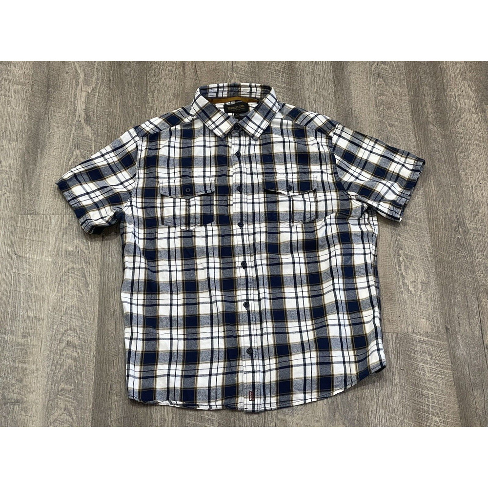 Brothers Sons Men's Large Blue Plaid Flannel Button Shirt